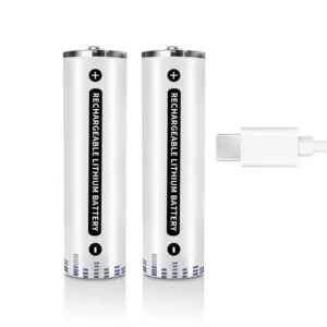 2x Pila Batería de litio recargable por USB Tipo C 1.5v AA 2200mAh