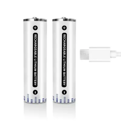 2x Pila Batería de litio recargable por USB Tipo C 1.5v AA 2200mAh - Imagen 2