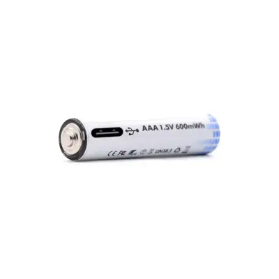 2x Pila Batería de litio recargable por USB Tipo C 1.5v AAA 600mAh - Imagen 3
