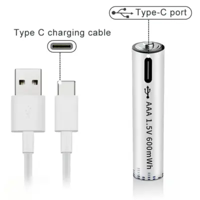 2x Pila Batería de litio recargable por USB Tipo C 1.5v AAA 600mAh - Imagen 10