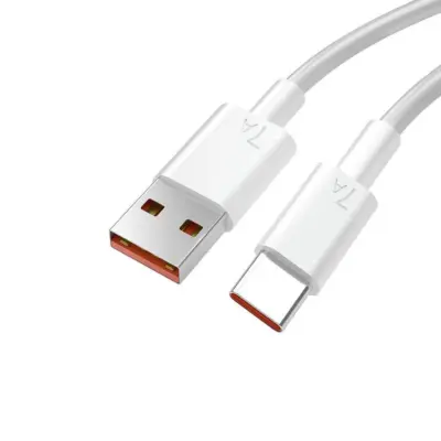 Cable de Carga/Datos USB-C Carga Rapida Compatible Turbo Charge  Blanco 7A 1m