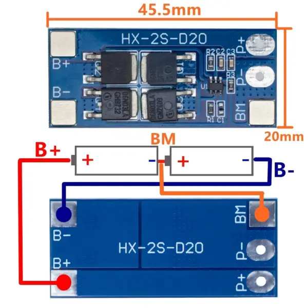 BMS 2s 20A Modulo cargador bateria litio 18650 7,4 V/8,4 V - Imagen 3