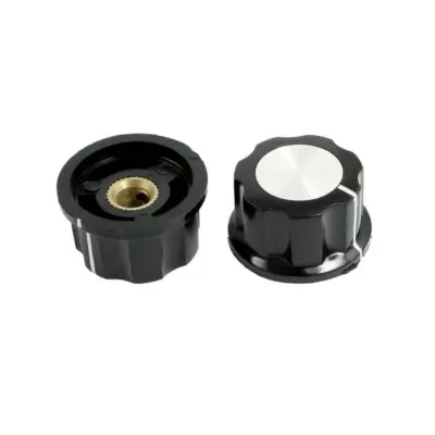Perilla MF-A03 21mm Negra Plateada para Potenciometro Encoder Rotatorio - Imagen 3