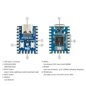Placa de Desarrollo Basada en Raspberry Pi RP2040 RP2040-Zero Pico