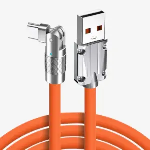 Cable de silicona liquida de carga super rapida de 120 W 6A Tipo C giratorio