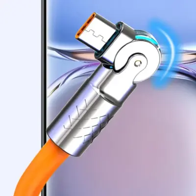 Cable de silicona liquida de carga super rapida de 120 W 6A Tipo C giratorio - Imagen 3