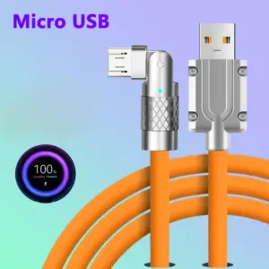Cable de silicona liquida de carga super rapida de 120 W 6A MicroUSB giratorio
