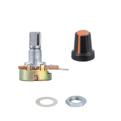 Potenciometro B250K ohm lineal 0,5w 15mm + Perilla NARANJA