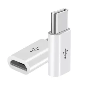 2x ADAPTADOR UNIVERSAL CABLE MICRO USB A TIPO C OTG BLANCO