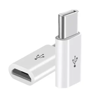 2x ADAPTADOR UNIVERSAL CABLE MICRO USB A TIPO C OTG BLANCO