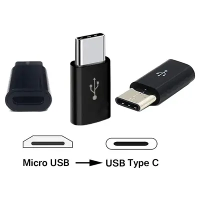 2x ADAPTADOR UNIVERSAL CABLE MICRO USB A TIPO C OTG NEGRO - Imagen 2