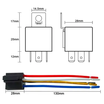 Rele de Conmutacion automotriz 12V 40A 5-Pin con soporte de enchufe - Imagen 3