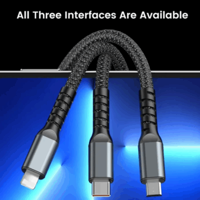 Cable de carga rapida 3 en 1 USB a iPhone/tipo-c/MicroUSB nylon 100W - Imagen 3