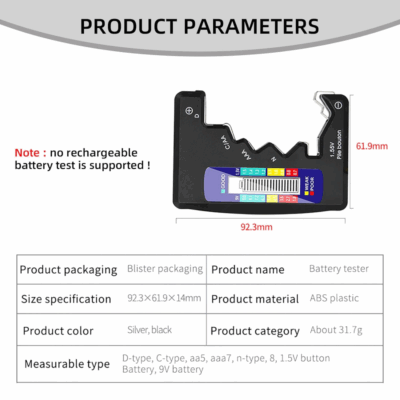 Comprobador De Bateria Digital Universal LCD BT-886 C, D, N, AA, AAA, 9V, 1,5V - Imagen 4