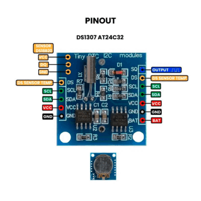 Modulo Reloj RTC DS1307 AT24C32 con pila - Imagen 3