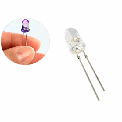 LED 5mm UV ultra brillo 20mA - Ultravioleta - Imagen 3