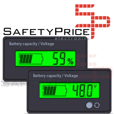 Medidor indicador capacidad / voltaje bateria 12V-84V litio plomo-acido Verde