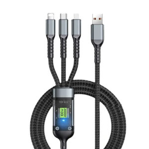 Cable de carga rapida 3 en 1 USB a iPhone/tipo-c/MicroUSB nylon 100W