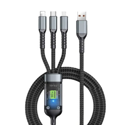 Cable de carga rapida 3 en 1 USB a iPhone/tipo-c/MicroUSB nylon 100W
