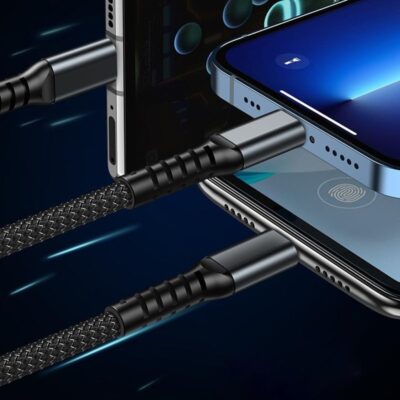 Cable de carga rapida 3 en 1 USB a iPhone/tipo-c/MicroUSB nylon 100W - Imagen 4