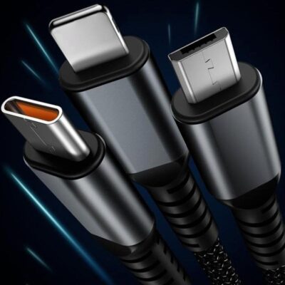 Cable de carga rapida 3 en 1 USB a iPhone/tipo-c/MicroUSB nylon 100W - Imagen 5