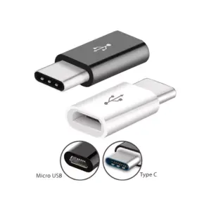 2x ADAPTADOR UNIVERSAL CABLE MICRO USB A TIPO C OTG BLANCO Y NEGRO