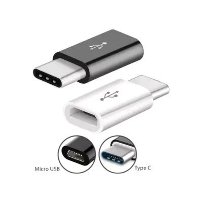 2x ADAPTADOR UNIVERSAL CABLE MICRO USB A TIPO C OTG BLANCO Y NEGRO