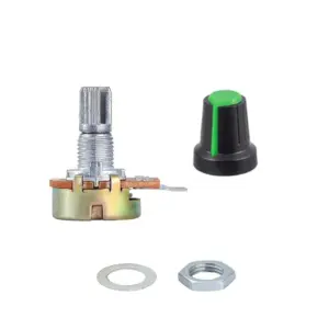 Potenciometro B250K ohm lineal 0,5w 15mm + Perilla VERDE