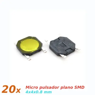 20x Micro pulsador plano SMD 4x4x0,8mm SPST NO - Imagen 2