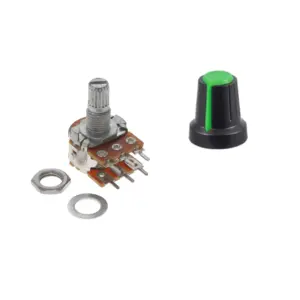 POTENCIOMETRO LINEAL DOBLE B50K OHM 0,5W 15MM 6 PIN + PERILLA VERDE