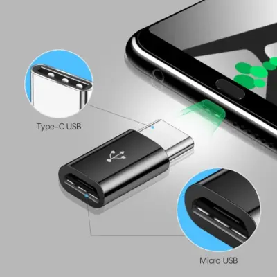 2x ADAPTADOR UNIVERSAL CABLE MICRO USB A TIPO C OTG NEGRO - Imagen 3