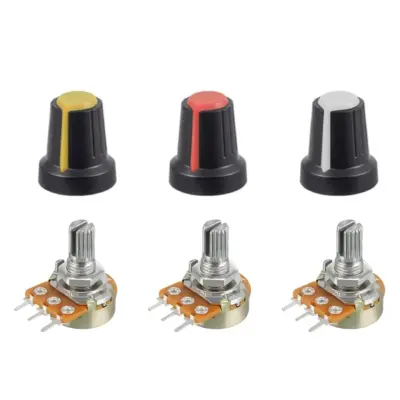 3x Embellecedor Amarillo Rojo Blanco + 3 Potenciómetros B5k Lineal