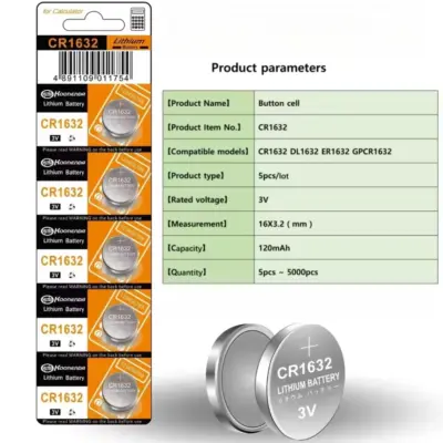 5x Pila boton bateria original Litio CR1632 3V DL1632 ER1632 GPR1632 Koonenda - Imagen 3