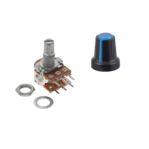 POTENCIOMETRO LINEAL DOBLE B250K OHM 0,5W 15MM 6 PIN + PERILLA AZUL