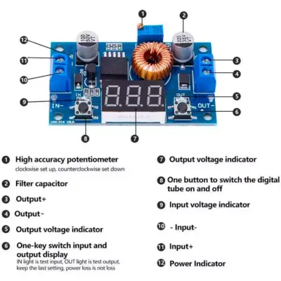 XL4015 Convertidor Voltimetro DC 5A 75W Step Down - Imagen 4