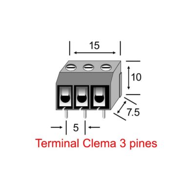Terminal Borna Clema 3 pines AZUL 5mm 300v 16A enlazable 3p - Imagen 3