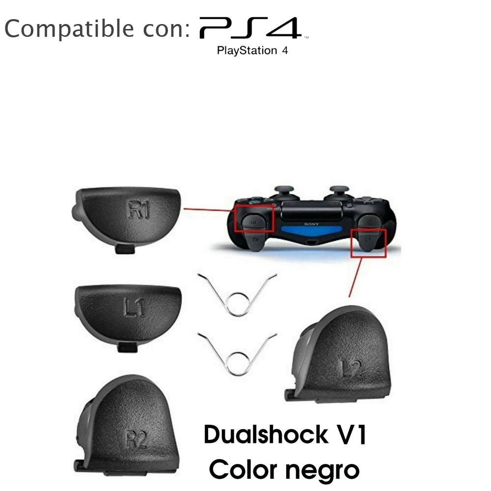 GATILLOS R1 R2 L1 L2 MANDO PS4 PLAYSTATION 4 DUALSHOCK V1 BOTONES COLOR NEGRO