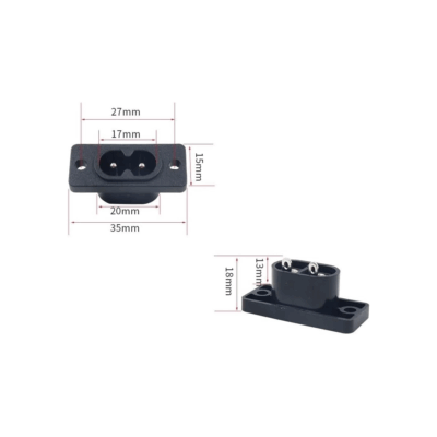 2x Conector Corriente Ac Iec C8 Chasis Macho 2.5a 250v 2 Pines Negro - Imagen 4