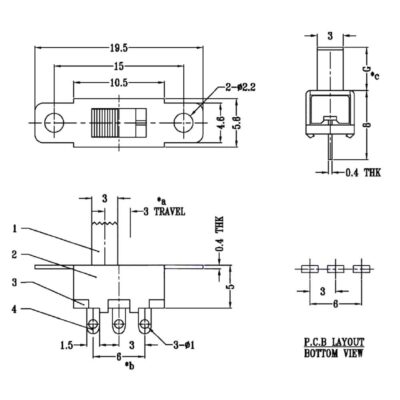 5x Mini interruptor deslizante On Off empotrable - Imagen 10