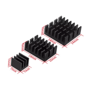 KIT 3 PIEZAS DISIPADOR TERMICO  RASPBERRY PI 4B color NEGRO anodizado con adhesivo