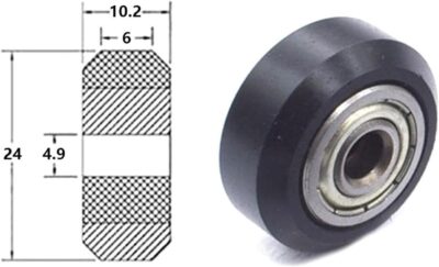 Polea Rueda tipo POM con rodamiento 625zz para perfil aluminio V2020  - Imagen 2