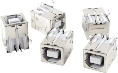 5x Conector Usb 2.0 Hembra Tipo B 90º Grados Para Soldar En Pcb