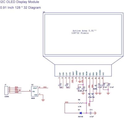 Módulo de Pantalla OLED 0.91" Azul 128x32 con Controlador SSD1306 I2C - Imagen 4
