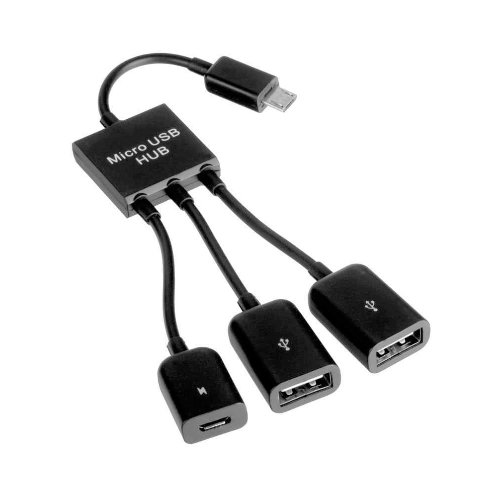 Cable Adaptador Micro USB Host HUB a 2 USB Hembra para Smartphone Tablet Android