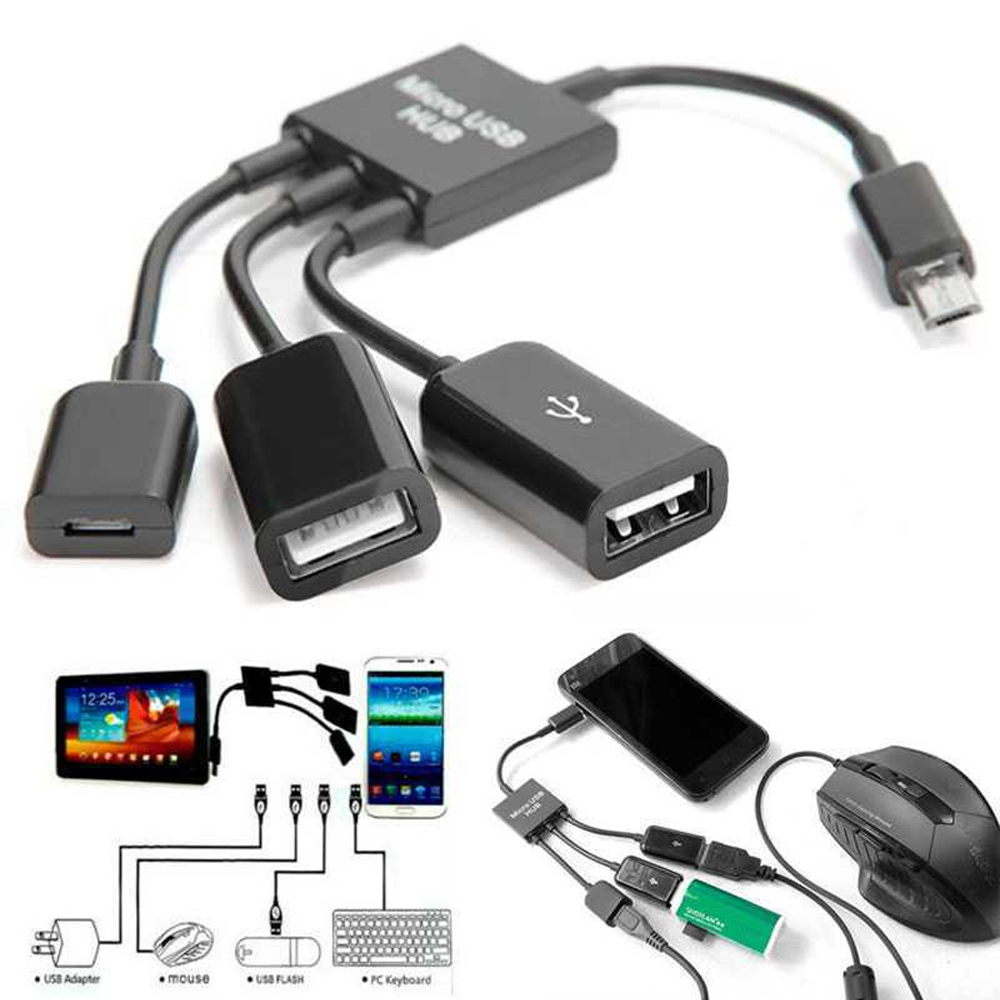 Cable Adaptador Micro USB Host HUB a 2 USB Hembra para Smartphone Tablet Android - Imagen 2
