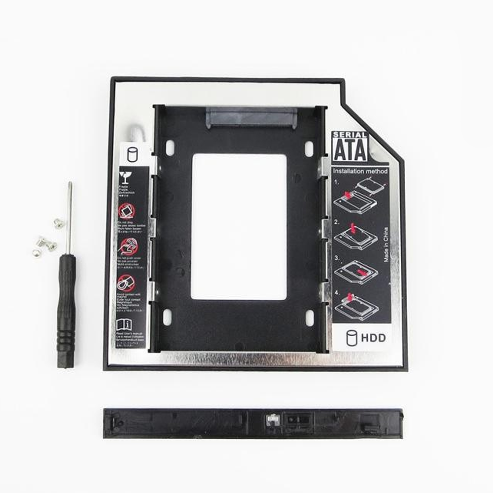 Adaptador disco duro 2.5" SDD HDD 7,00mm a unidad optica 12,7mm Portatil + DESTORNILLADOR