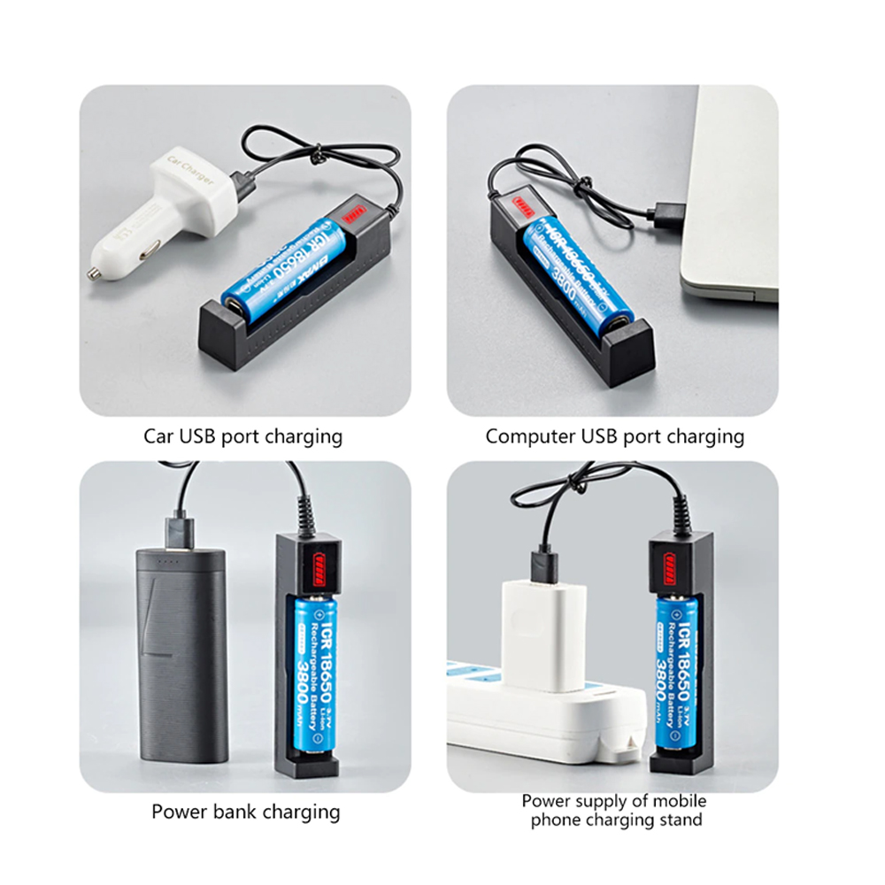 Cargador usb para pilas 18650, 16340, 14500, 10400 y 26650 - Imagen 3