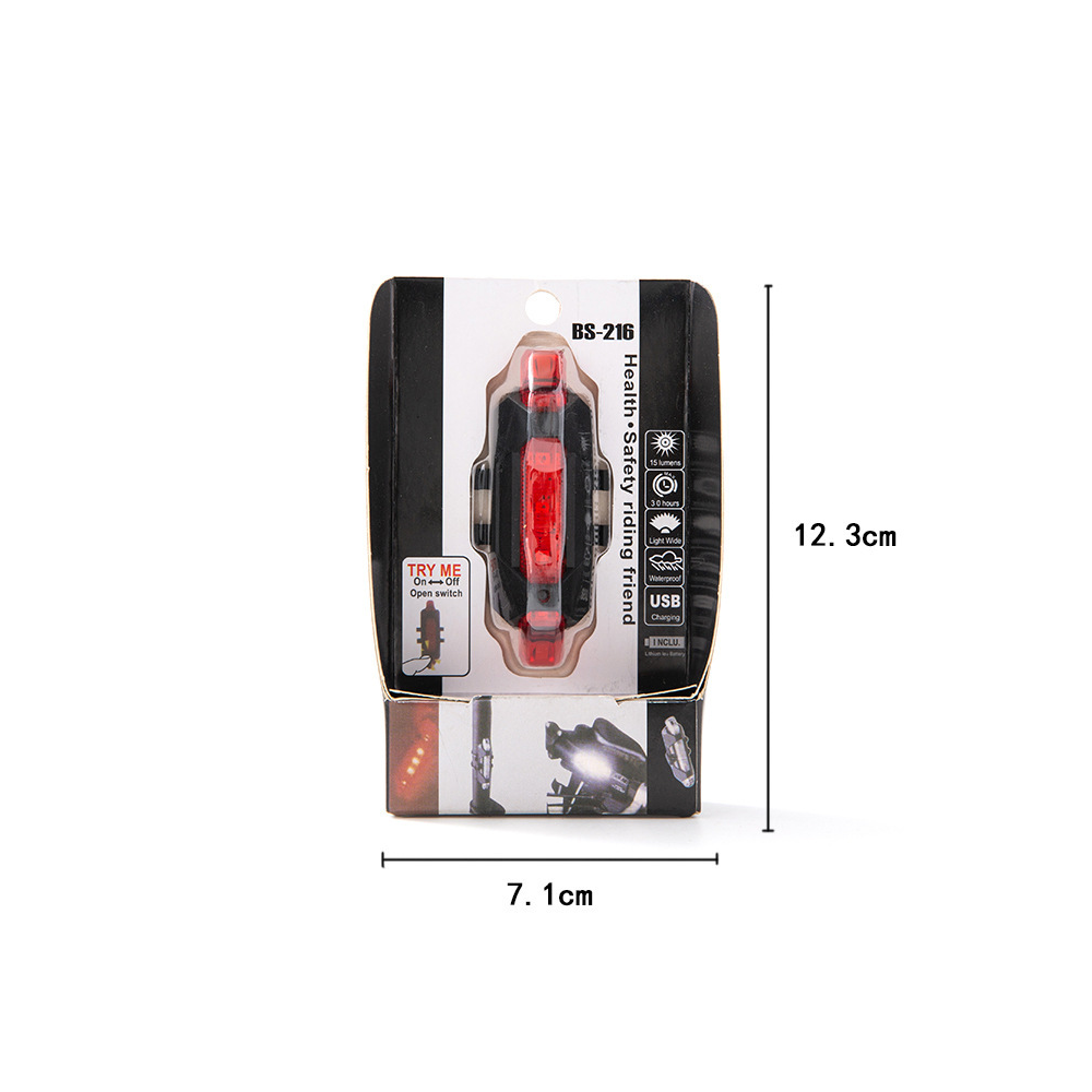 Luz 5 LED trasera para bicicleta con reflectante bateria interna waterproof Rojo - Imagen 4