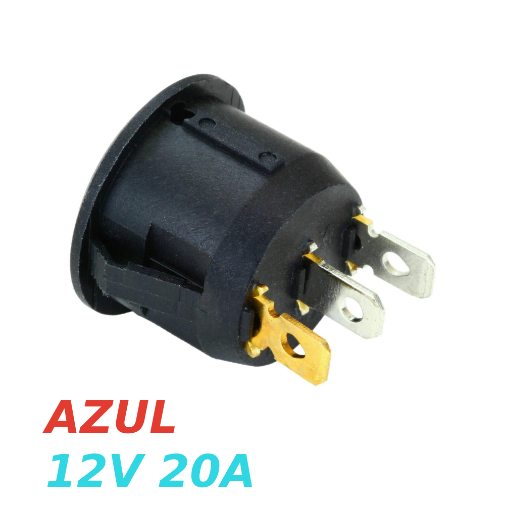 IInterruptor ON OFF con luz LED Redondo 20mm SPST 12V 20A AZUL - Imagen 2