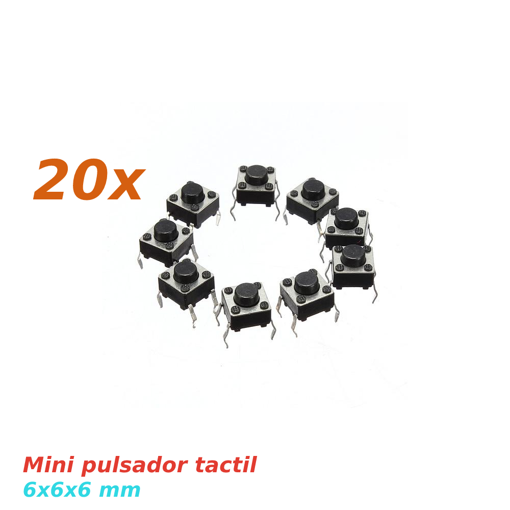 20x Mini pulsador para PCB 6x6x6 mm 4 pines SPST NO - Imagen 3